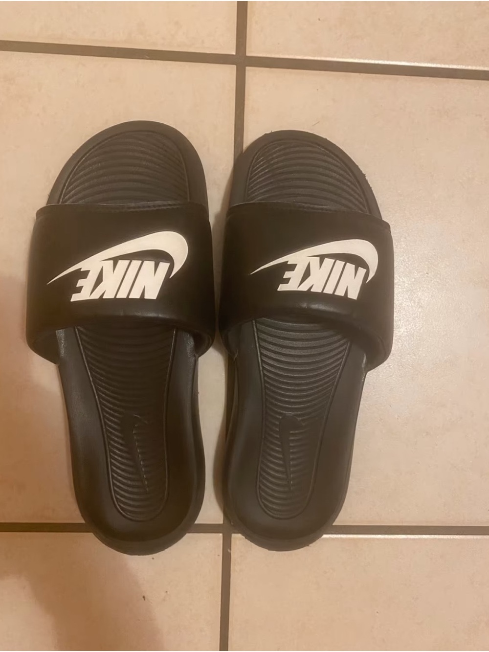 Nike Black Slide Sandals with White Logo